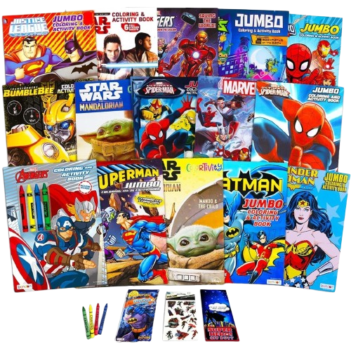 Superhero Coloring Book Assortment 4-8 15 Books (Bundle Includes Stickers)