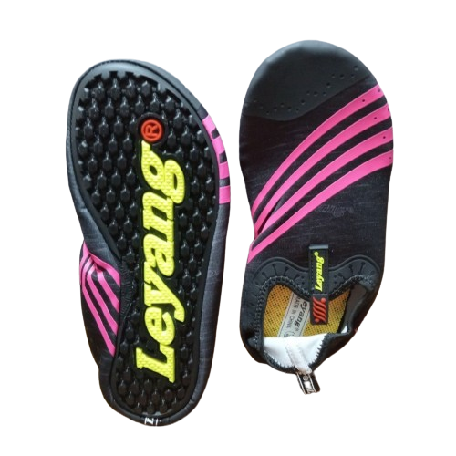 Adult Water Sport Shoes Beach Quick-Dry Barefoot Aqua Socks Black & Pink 6.5-7.5