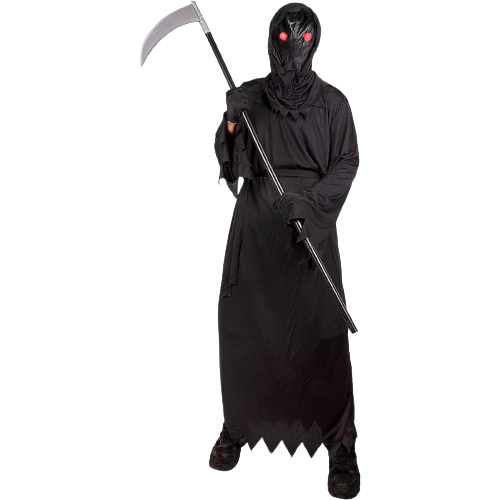 Grim Reaper Costume For Kids Costume With Glowing Red Eyes Youth MED 8-10