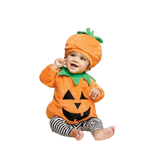 Baby Pumpkin Halloween Costume Pullover Top with Hat 0-6M