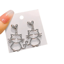 Load image into Gallery viewer, Hollow Out Cat Kitten Earrings, Cute Cat Animal Jewelry, Party Birthday Gifts
