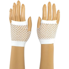 Load image into Gallery viewer, Fishnet Gloves 80s Costume Accessories Fingerless Short Fish Net Glove White
