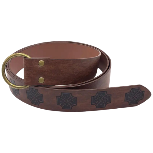 Medieval Celtic Knot Embossed Belt Knight Ring Belt COSPLAY Stage Dark Brown