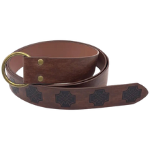 Load image into Gallery viewer, Medieval Celtic Knot Embossed Belt Knight Ring Belt COSPLAY Stage Dark Brown
