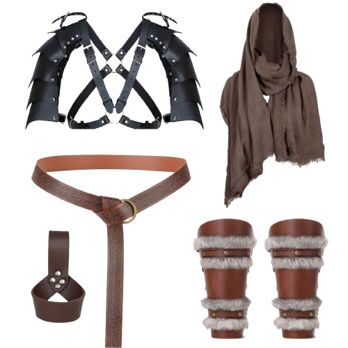 8 piece Medieval Knight Brown Accessories Set