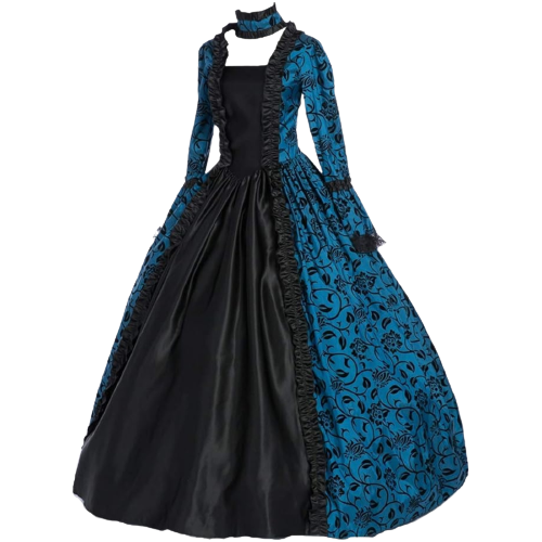 Renaissance Gothic Dress Ball Gown Vampire Halloween Costume XL Blue & Black