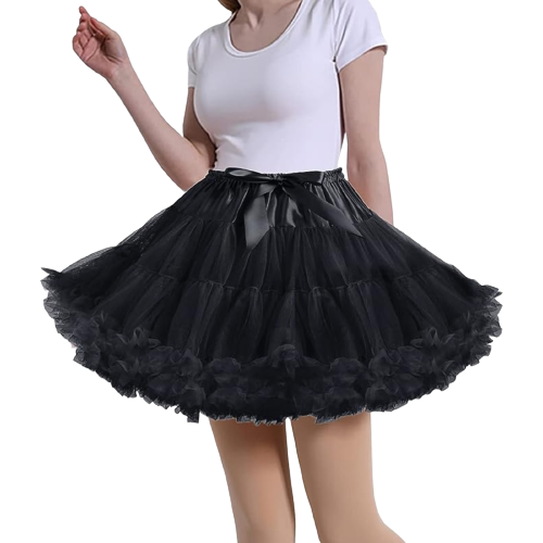 Petticoat Skirt Adult Puffy Tutu Layered Ballet Tulle Dress Costume Black OSFM