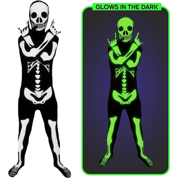 Morph Glow In The Dark Skeleton Costume For Kids Unisex Halloween Costume Large