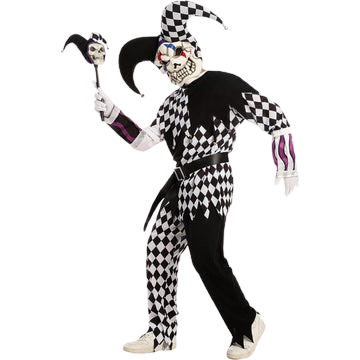 Halloween Evil Jester Clown Kids Costume with Mask Scary Clown Costume L 10-12