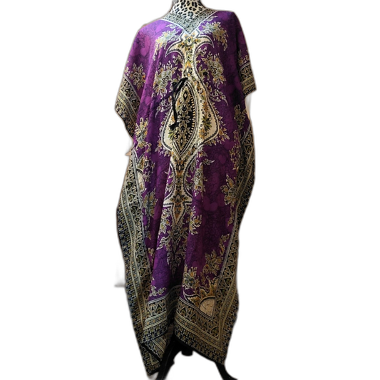Women Long Kaftan Women One Size Maxi Dress Beach Caftan Poncho Purple