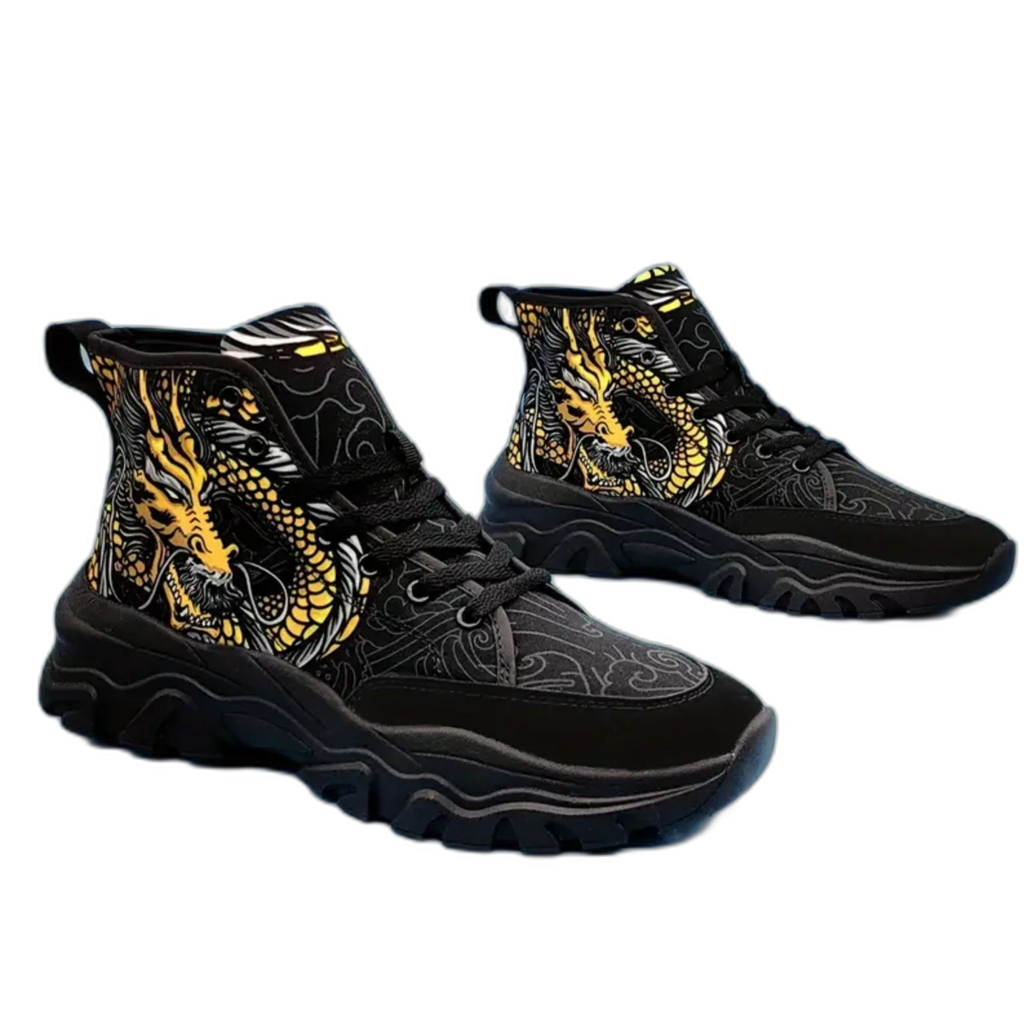 Dragon Pattern Canvas Shoes Comfy Non-Slip Breathable Sneakers Unisex 8.5 Black