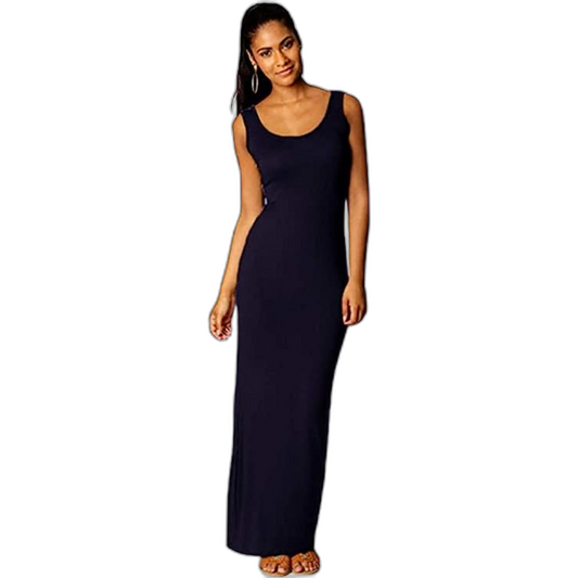 Casual Tank Dress Scoop Neck Sleeveless Slim Bodycon Racerback Maxi Dress Blue L