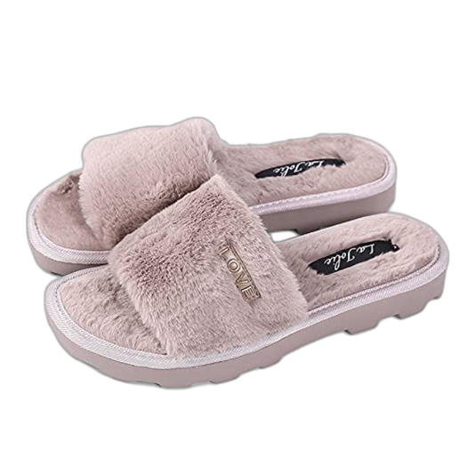 Faux Fur Slide Sandal Unisex Slippers House Shoes Indoor Outdoor Brown Size 11