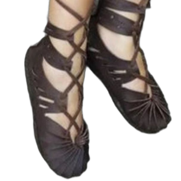 Medieval Gothic Boots Lace Up Shoes Cosplay Costume Flat Sandals Size 8.5 42