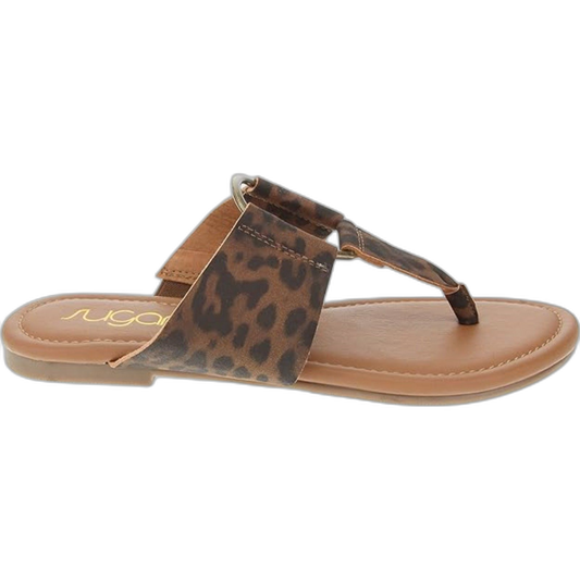 Sugar Women's Price Flat Thong Sandal with Ring Hardware Leopard 10