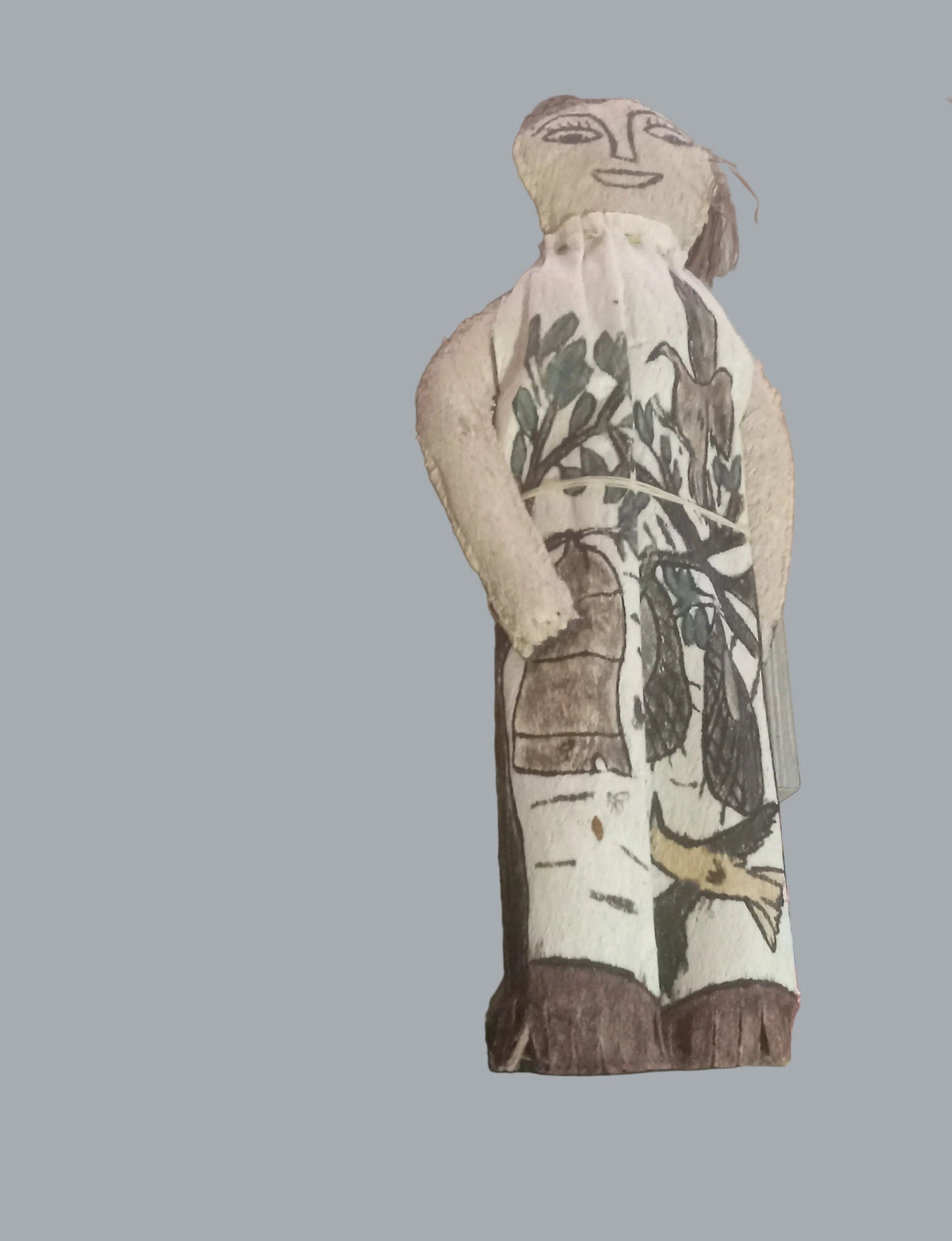 Vintage Tikuna Tree Bark Cloth Doll Colombian Amazon Folk Art Imports Chibcha