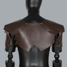 Load image into Gallery viewer, Vegan Leather Medieval Knight Shoulder Armor Larp Cosplay Pauldrons Breastplate

