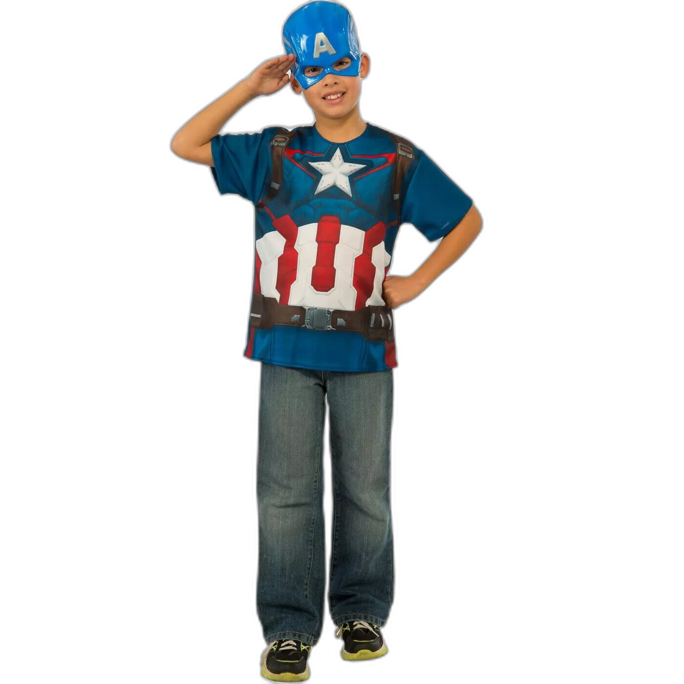 Child's Marvel Captain America Age of Ultron Party Costume T-Shirt And Mask (L)