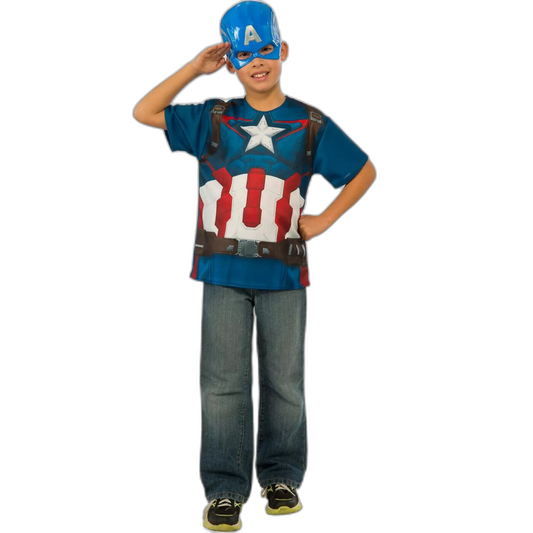 Child's Marvel Captain America Age of Ultron Party Costume T-Shirt And Mask (L)