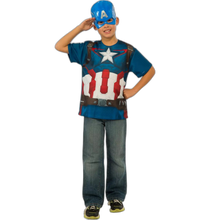 Load image into Gallery viewer, Child&#39;s Marvel Captain America Age of Ultron Party Costume T-Shirt And Mask (L)
