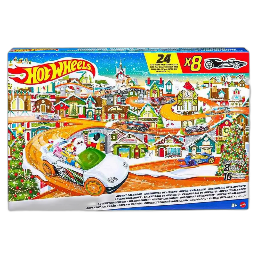Hot Wheels 2023 Advent Calendar 8 Hot Wheels Cars & 16 Accessories & Playmat Box