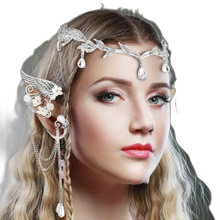 Load image into Gallery viewer, Fairy Elf Accessories Set Including Rhinestone Headband Elf Ear Cuffs Elf Crown
