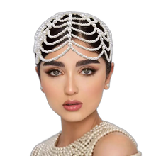 Load image into Gallery viewer, Faux Pearls Head Jewelry Festival Costume Hair Headband Chain For Women
