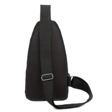 Load image into Gallery viewer, Black Nylon Leisure Sports Travel Chest Bag, Zipper Closure With Headphone Port
