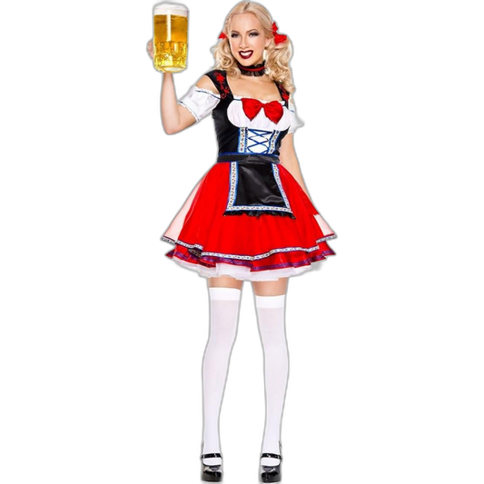3 PC. Ladies Oktoberfest Beer Babe Dress Costume Set Med/Lg