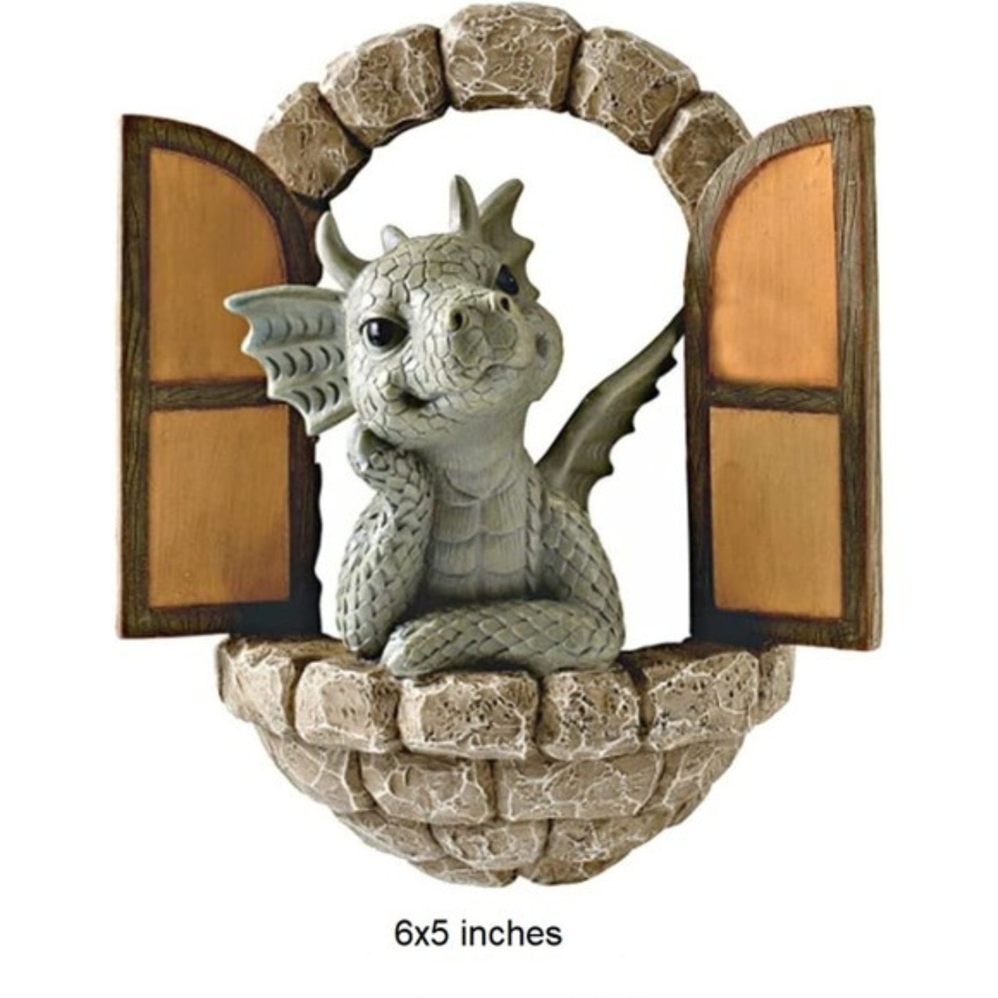 Window Shape Garden Dragon Statue, Wall Art Decor Indoor Outdoor