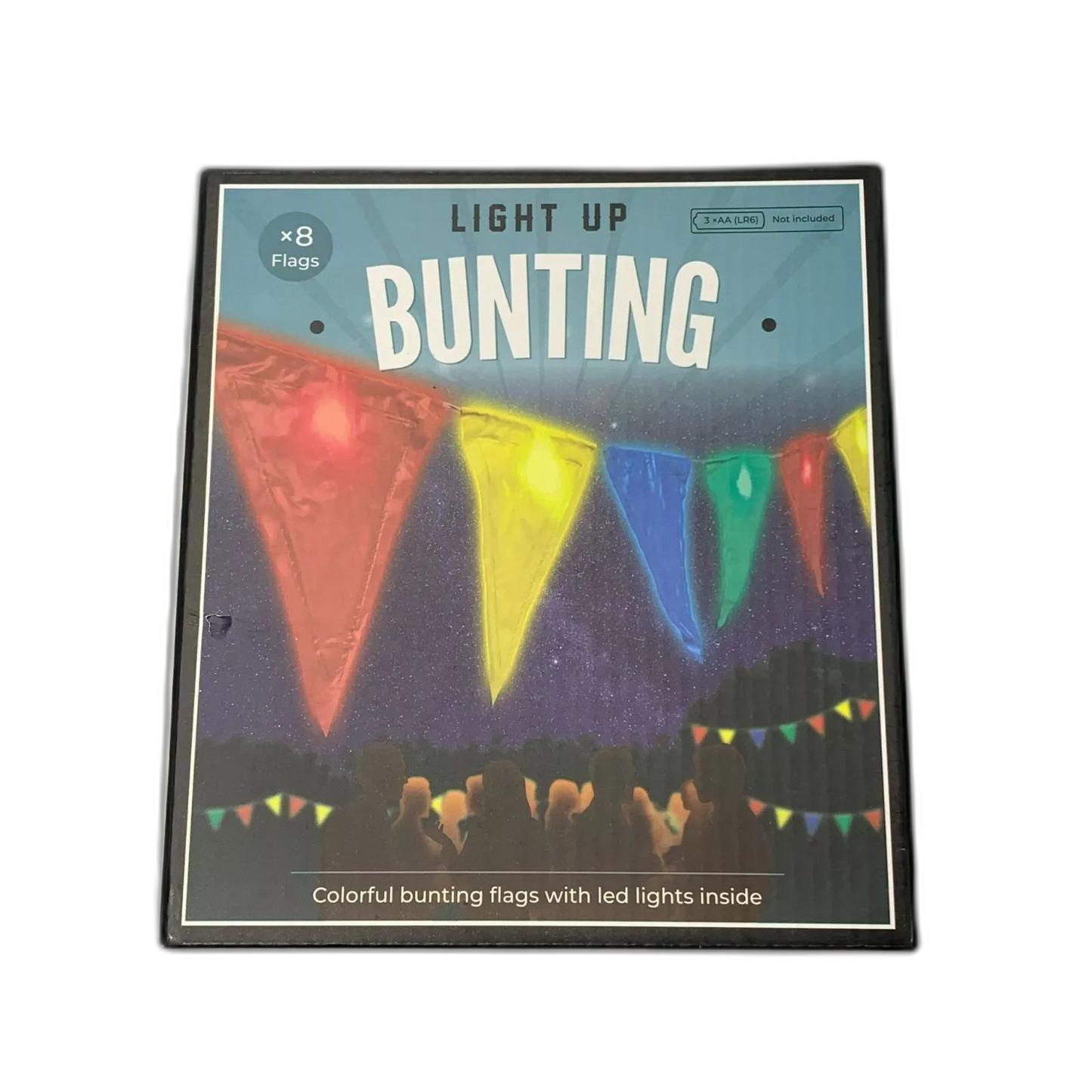 Light Up Bunting, 8 Colorful Bunting Flags with LED Lights Inside