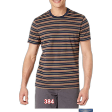 Load image into Gallery viewer, Men&#39;s Slim-Fit Short-Sleeve Cotton Crewneck T-Shirt Blue/Tan Stripe Large Tall
