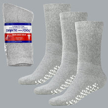 Load image into Gallery viewer, 3 Pairs Men&#39;s gray Diabetic Crew Socks Loose Fit Big Size 13-15

