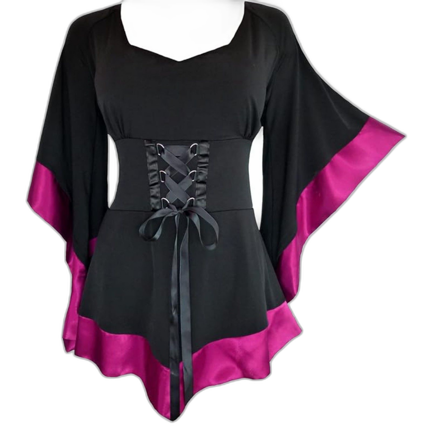 Corset Top Victorian Gothic Medieval Women's Courtly Tunic Cosplay Fuchsia Small
