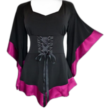 Load image into Gallery viewer, Corset Top Victorian Gothic Medieval Women&#39;s Courtly Tunic Cosplay Fuchsia Small
