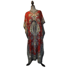 Load image into Gallery viewer, Women Long Kaftan Women One Size Maxi Dress Beach Caftan Poncho Red
