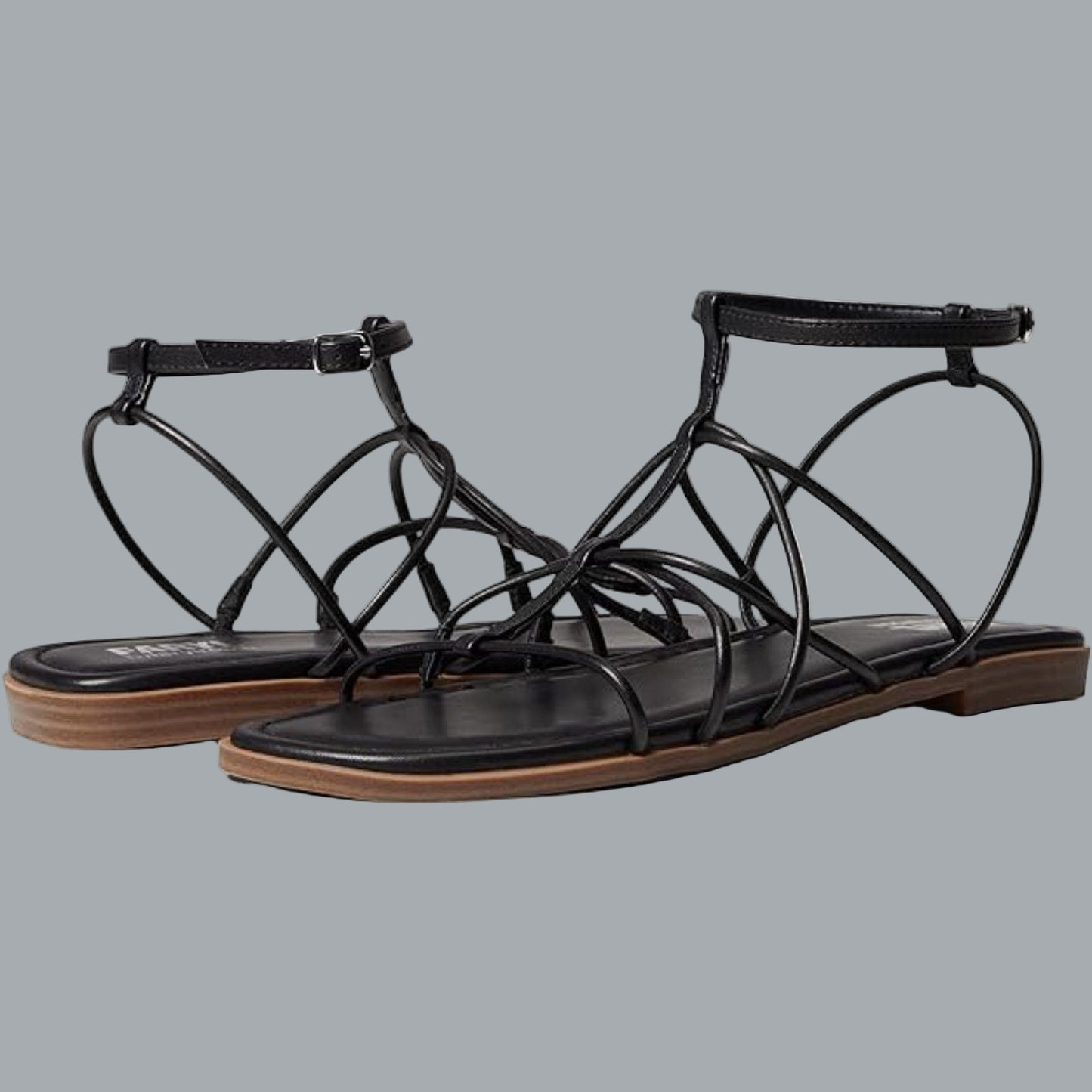 FARYL by Farylrobin Calli Black Strappy Sandals Size 9.5M Buckle Closure