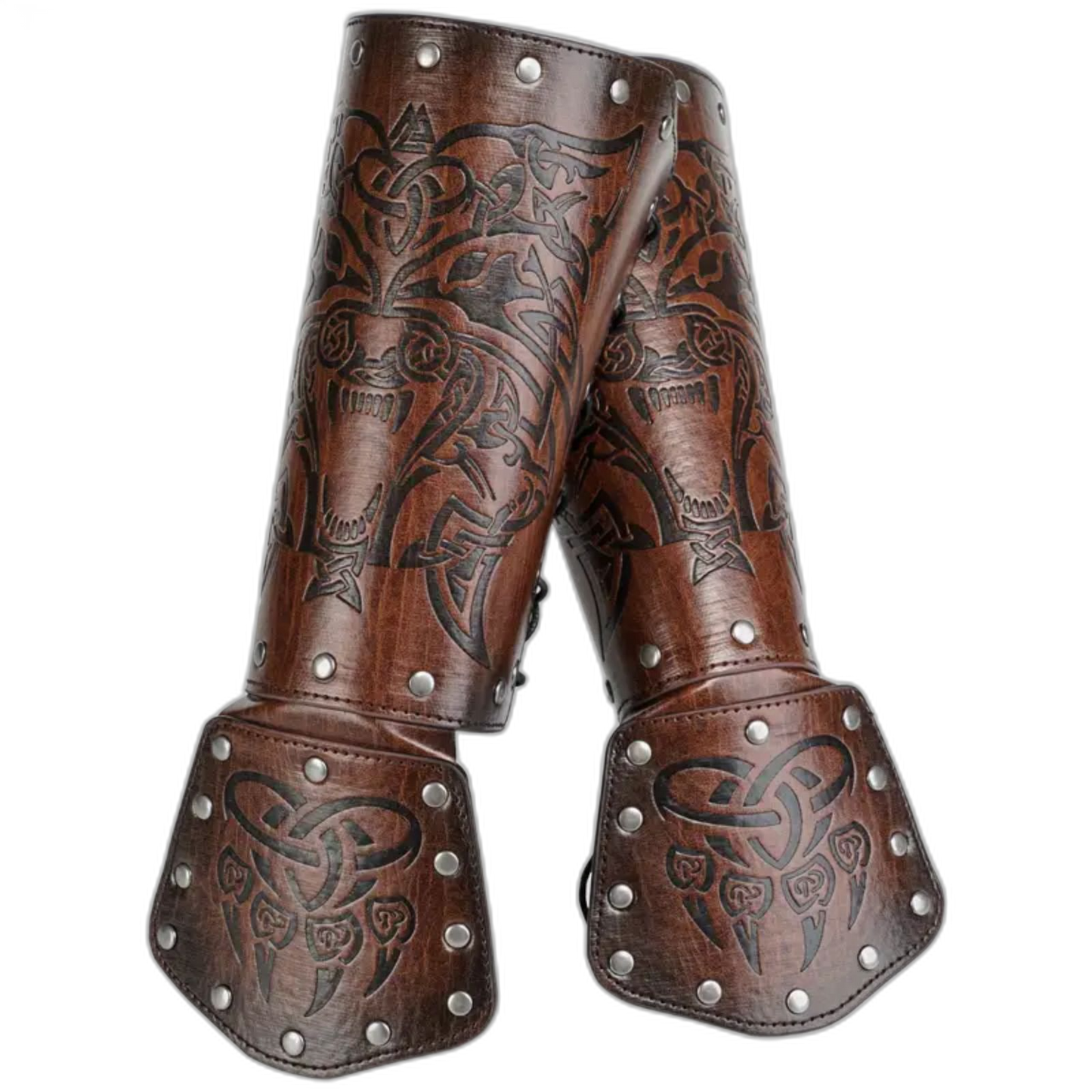 Pair Brown Medieval Arm Bracers Costume Knight Wristband Arm Armor Arm Guards