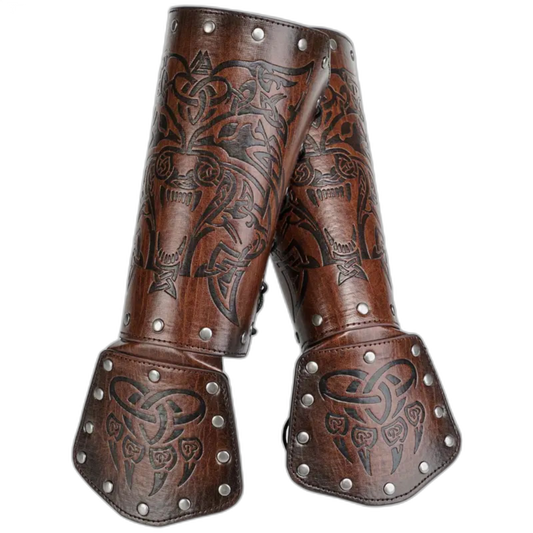 Pair Brown Medieval Arm Bracers Costume Knight Wristband Arm Armor Arm Guards