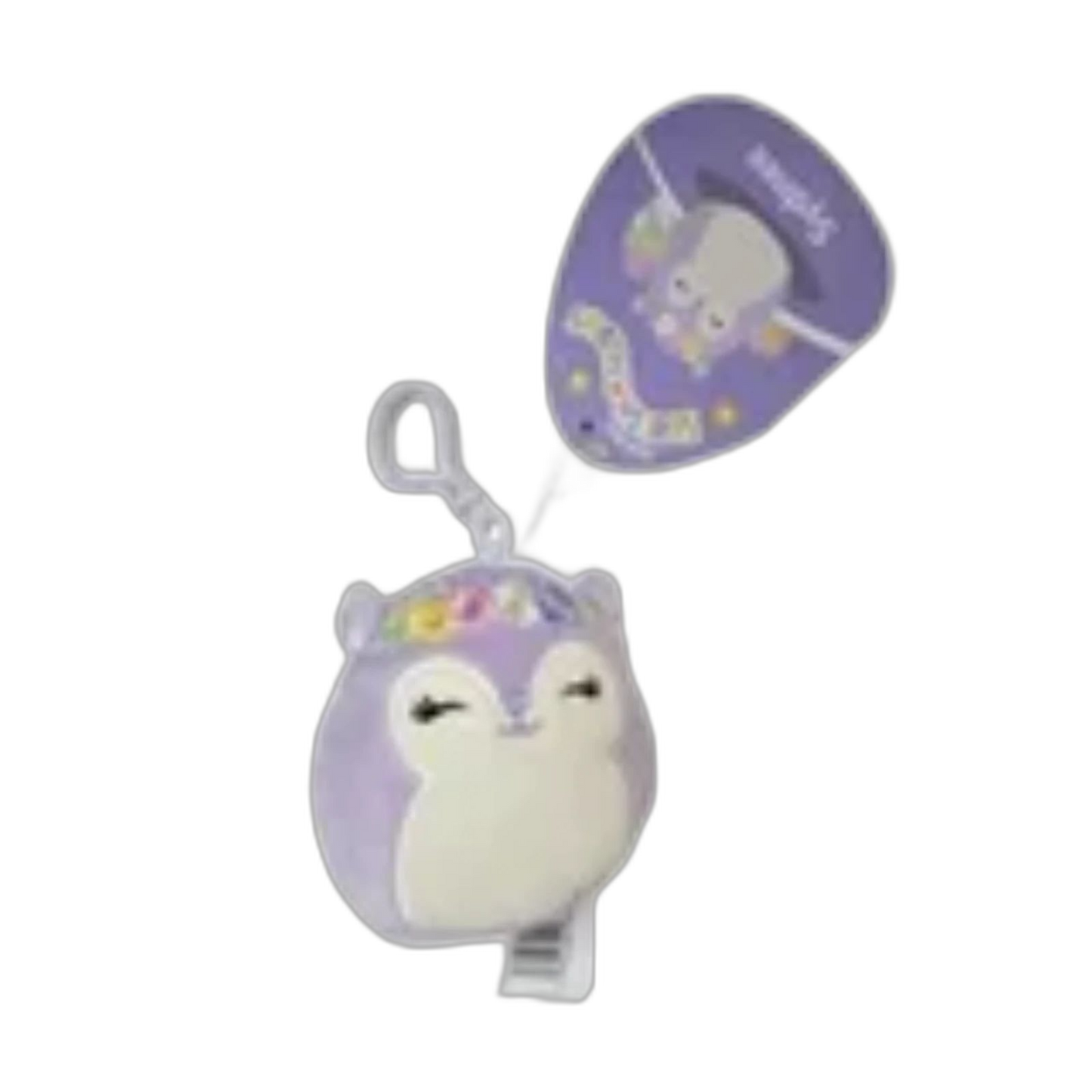 Squishmallows Plush 3.5 Inch Sydnee the Purple Squirrel With Floral Headband