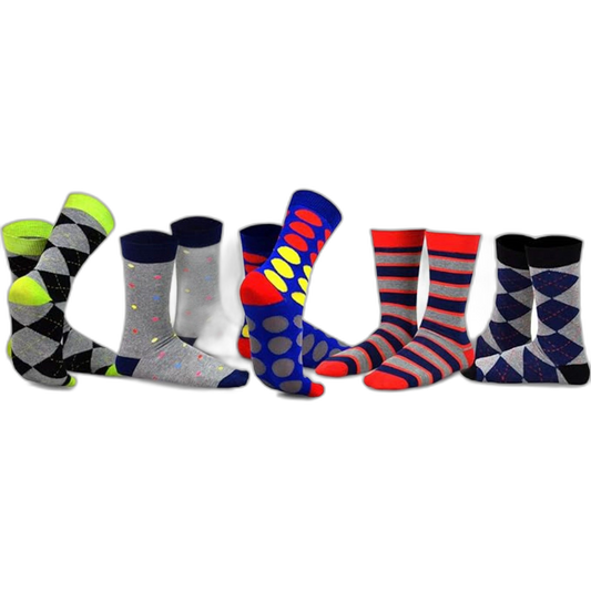 Mens Fashion Colorful Novelty Cotton Socks Men Colorblock Stripe 5 Pairs 10-13