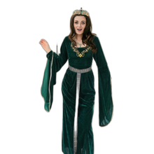Load image into Gallery viewer, 4 Pcs Medieval Women Princess Dress with Waistband Renaissance Green L

