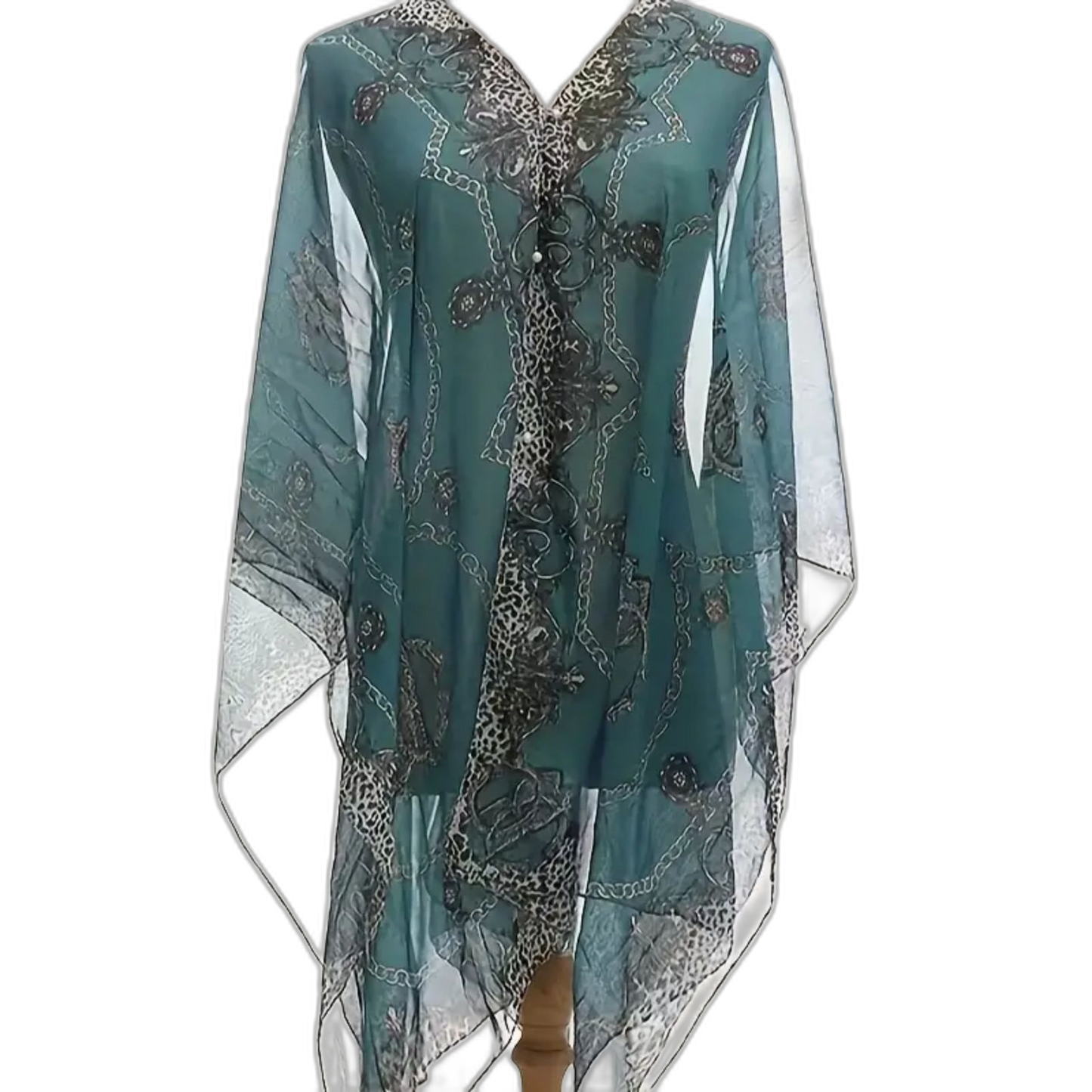 Lightweight Chiffon Shawl Thin Breathable Sunscreen Silky Smock Women's Green