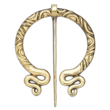 Load image into Gallery viewer, Viking Medieval Bronze Tone Metal Cloak Shawl Brooch Pin 2.5&quot;

