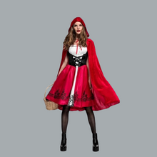 Load image into Gallery viewer, Women&#39;s Deluxe Red Riding Hood Costume - Dress &amp; Hooded Cape - Size Large
