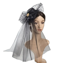 Load image into Gallery viewer, Pumpkin Decor Black Hat Head Veil Mesh Lace Veil Head Piece Hair Accessories
