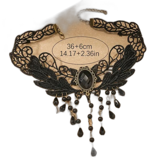 Gothic Multilayer Black Crystal Black Lace Necklace Club Decor Neck Jewelry