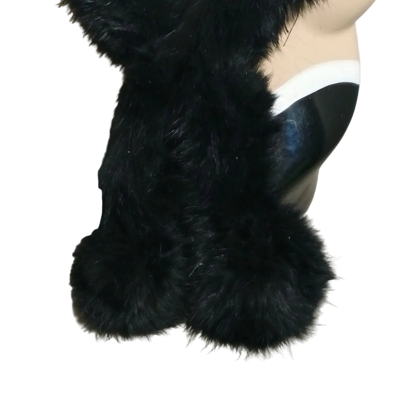 Black Rabbit Fur Keyhole Scarf Spans 2" x 29"