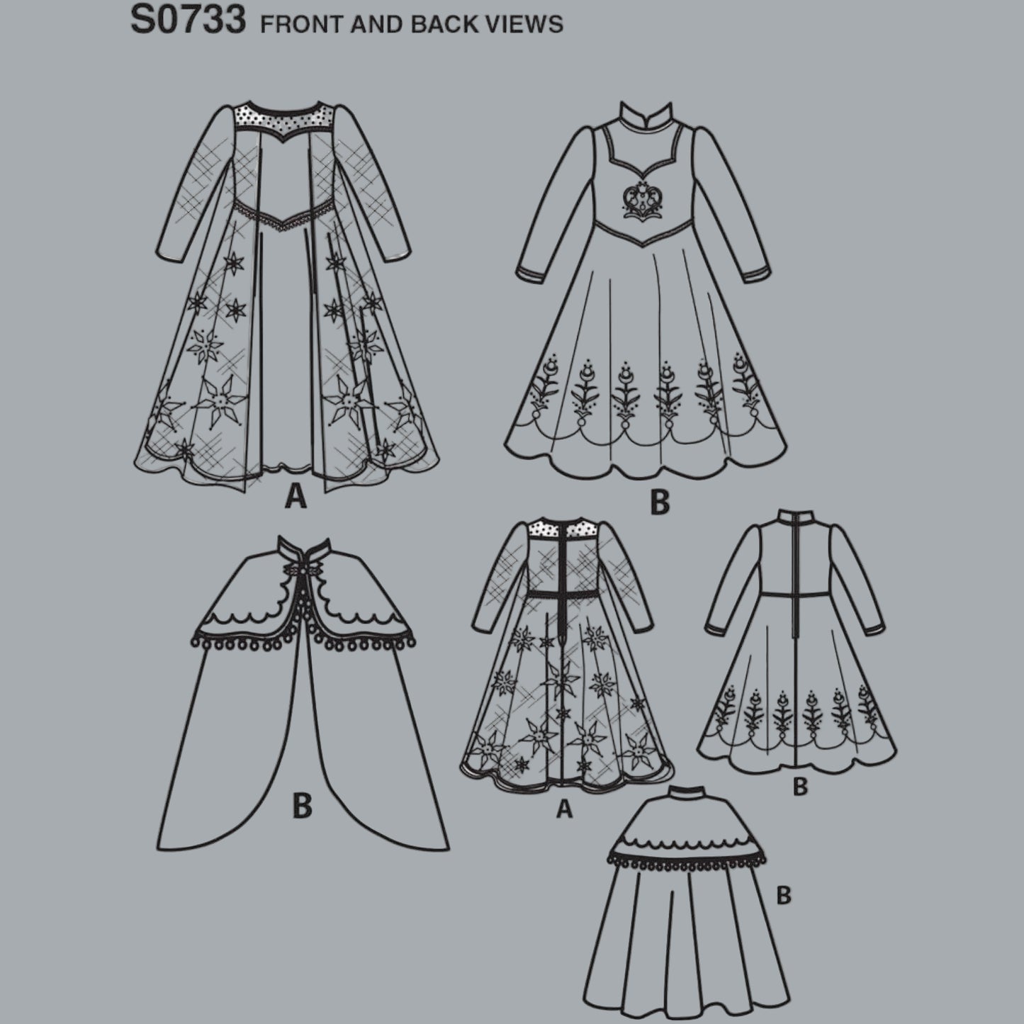 Simplicity S0733 Disney Frozen Elsa Anna Kids Costume Pattern Uncut 3–8 OOP