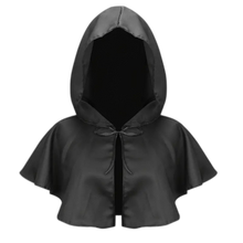 Load image into Gallery viewer, Medieval Black Wizard Cowl Dress Up Costume One Size Fits Most
